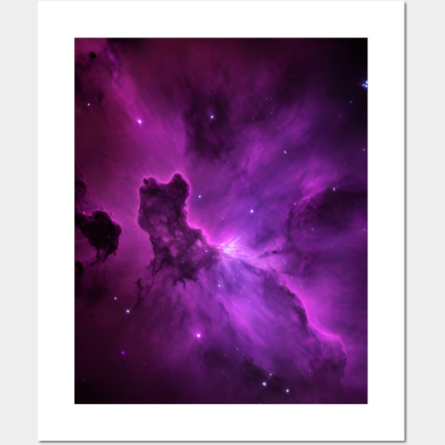 Bright Purple Nebula Space & Stars Wall Art by VersoDigitalDesign